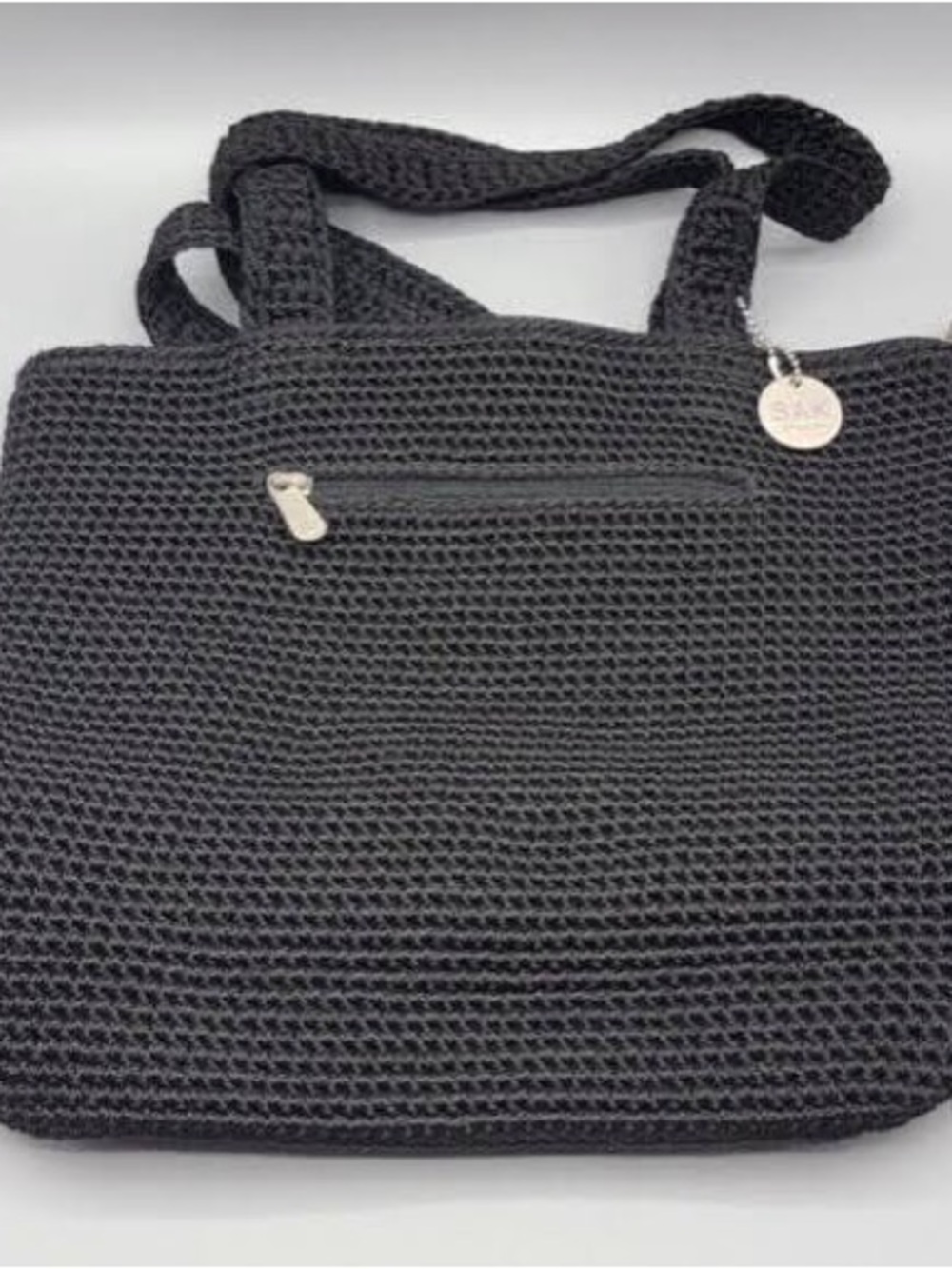 The Sak Black Crochet Shoulder Bag with Zip Pocket